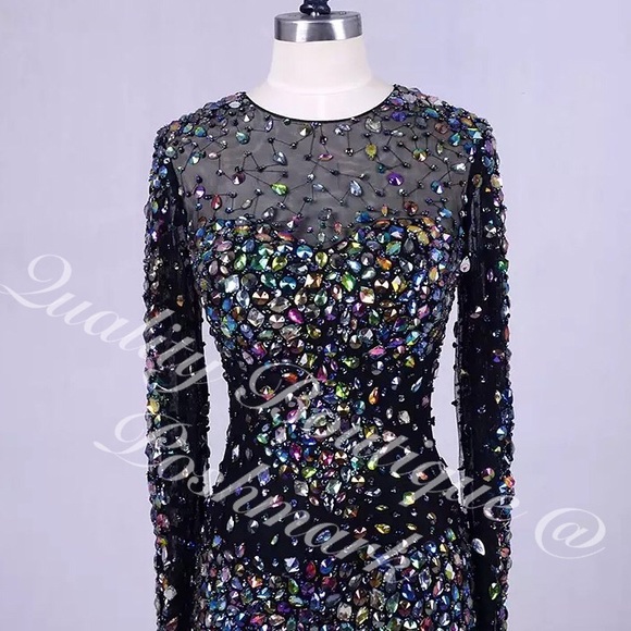 Gothic Queen Bridal Feather Rhinestone Gown,2-22W - Picture 2 of 8